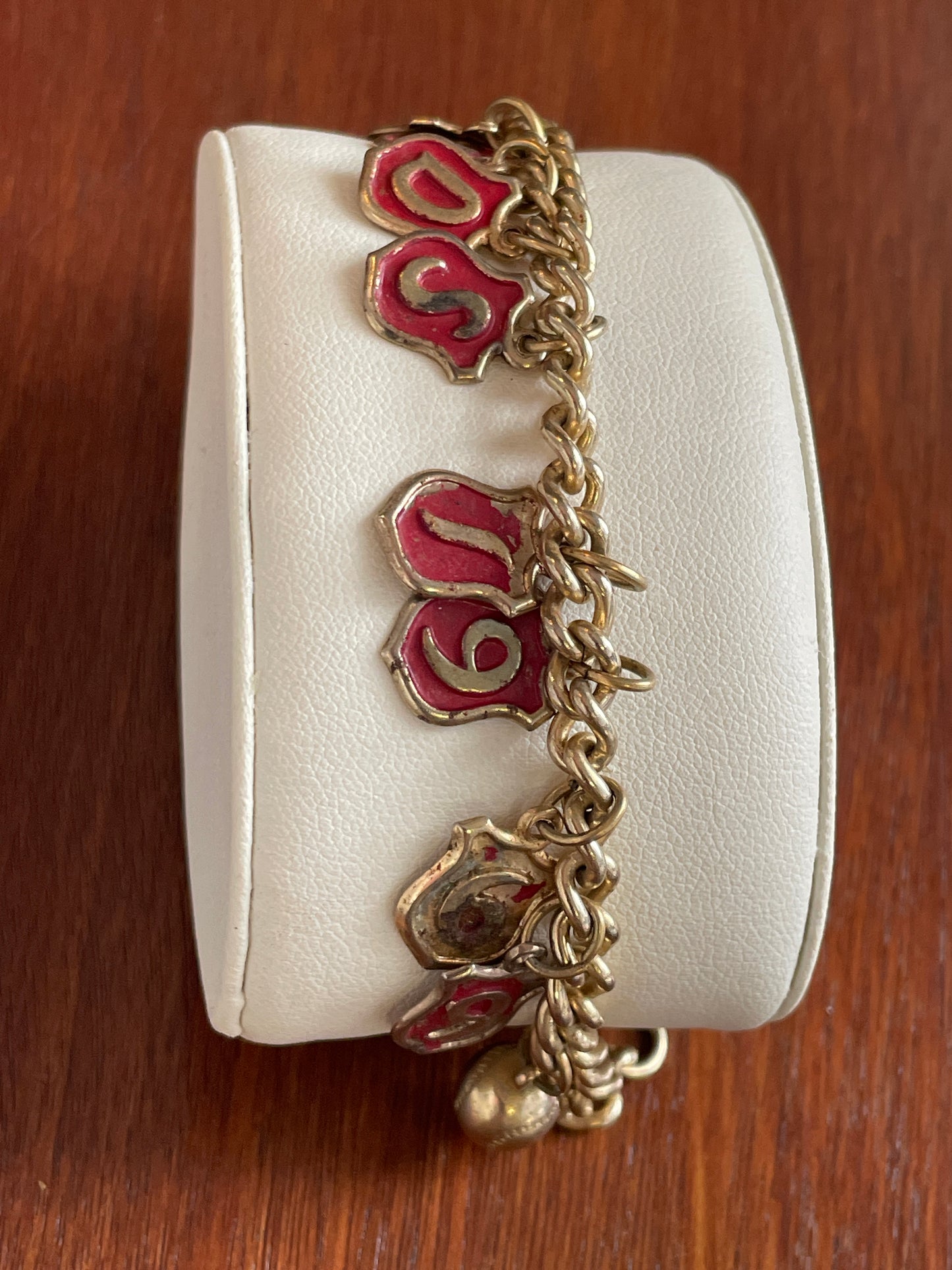 Vintage Gold Tone Reds 1969 Charm Bracelet