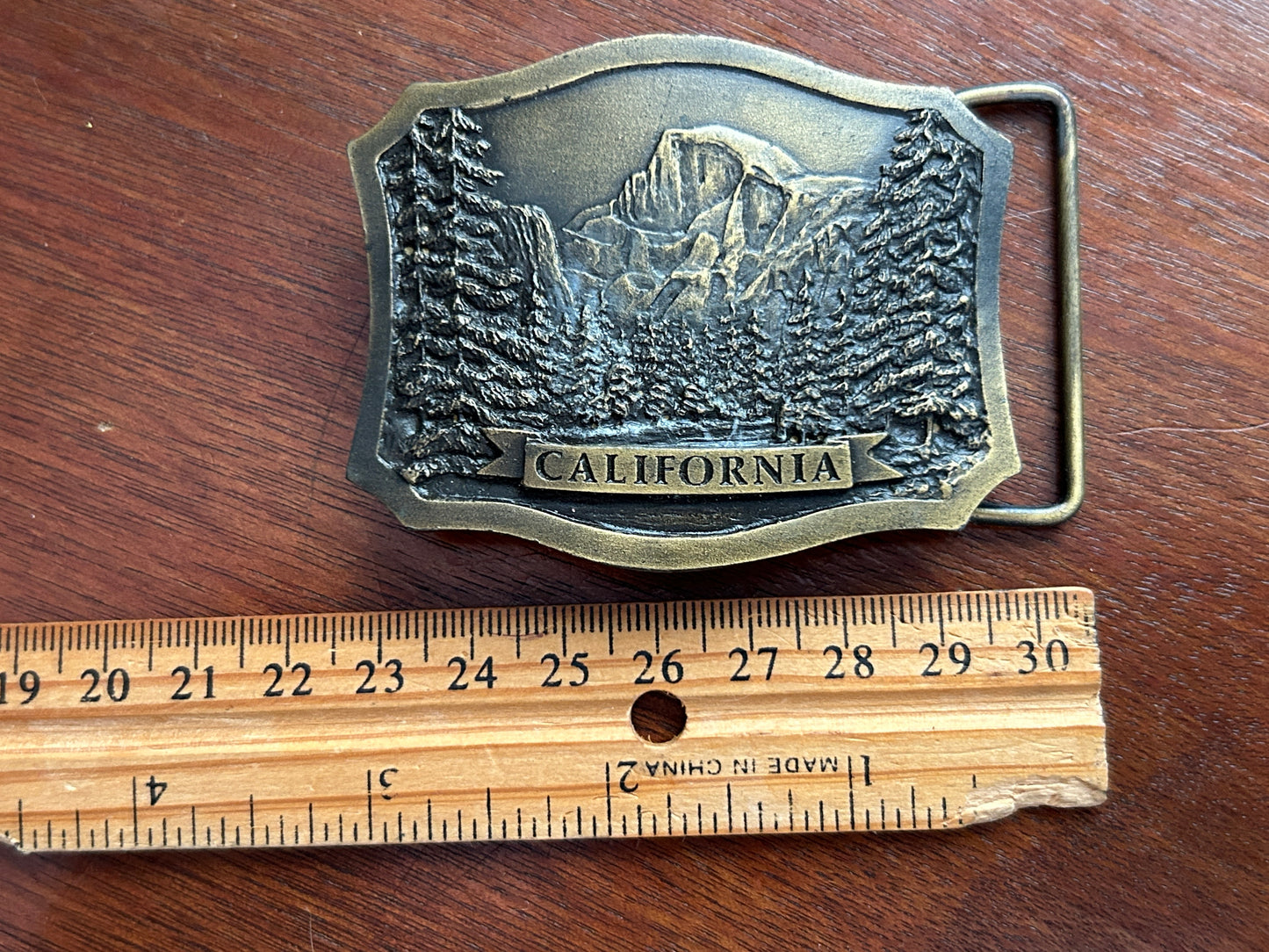 Vintage 1978 Indiana Metal Craft California Forest Bronze Tone Belt Buckle