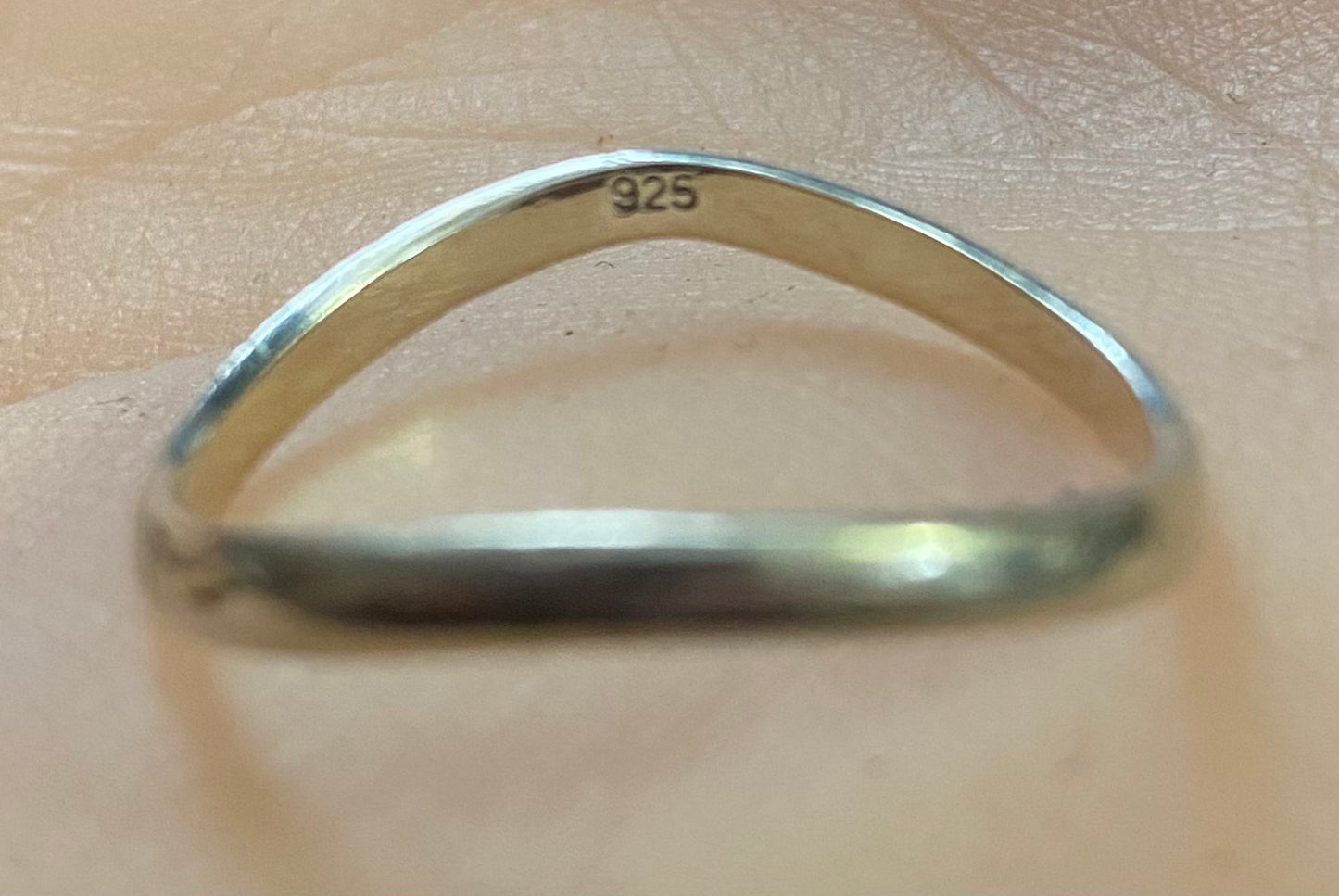 Sterling Silver Thin Wavy Band Ring Sz 10.25 - 10.5 Stacker Stacking