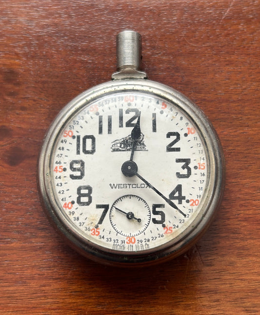 Vintage Westclox Stopwatch Locomotive Train Design AS IS For Parts