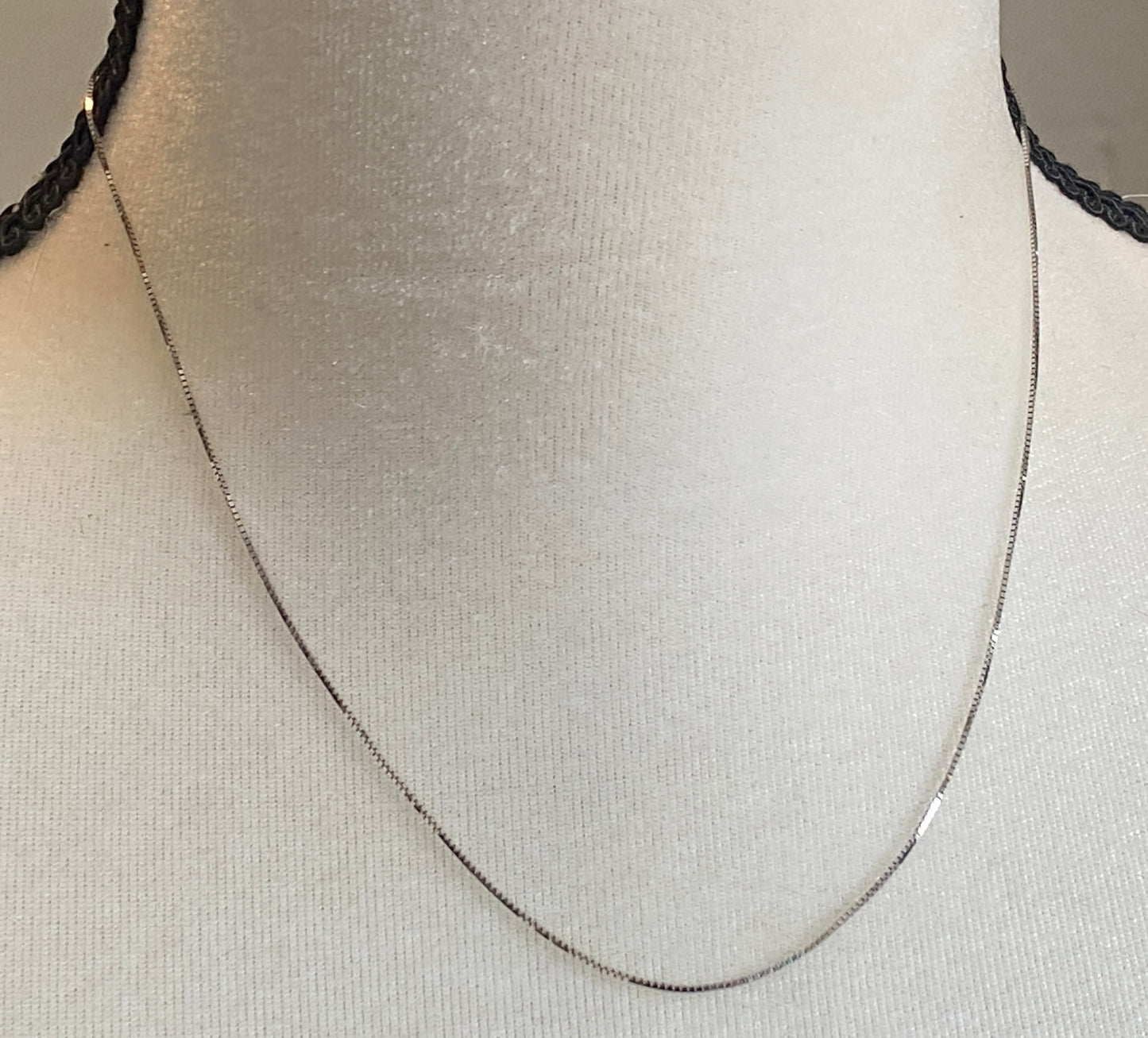 14k White Gold Box Chain 17" Thin Under 1mm