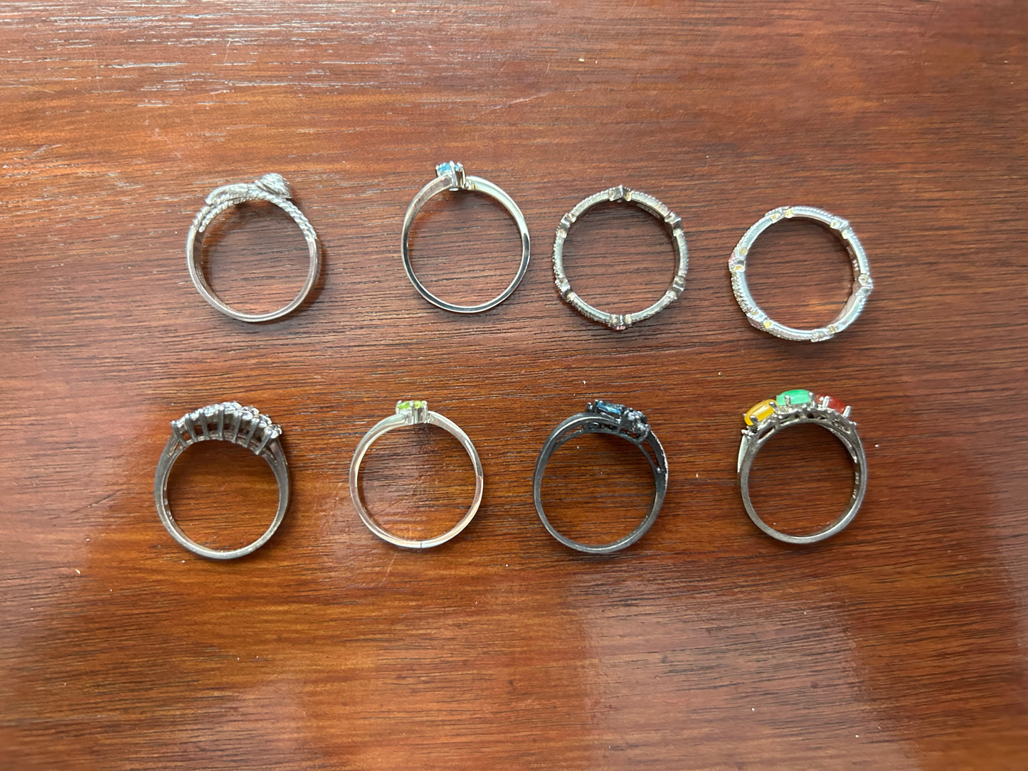 Lot of 9 Avon Sterling Silver 925 Rings Sz 8.75 - 9.5 Rose Bands Gemstones More