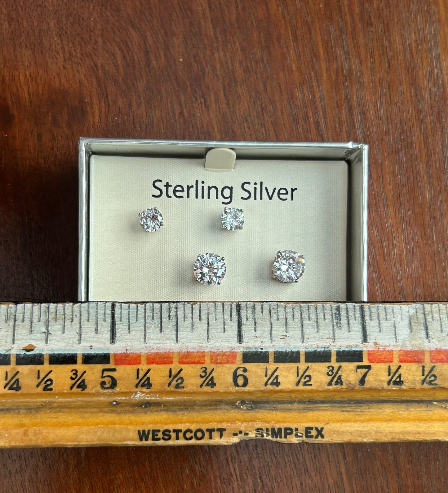 Sterling Silver 925 Small Large 5mm / 7mm CZ Cubic Zirconia Stud Earrings Set