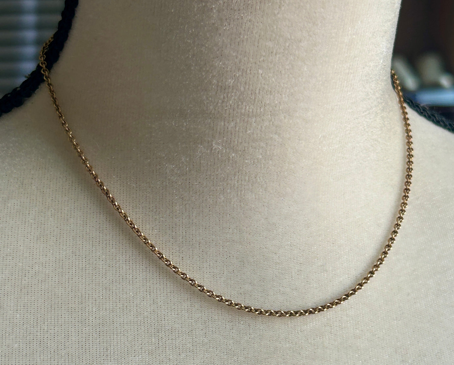 Vintage 1/20 12k Yellow Gold Rolo Chain Necklace 16" Long x 2mm Wide