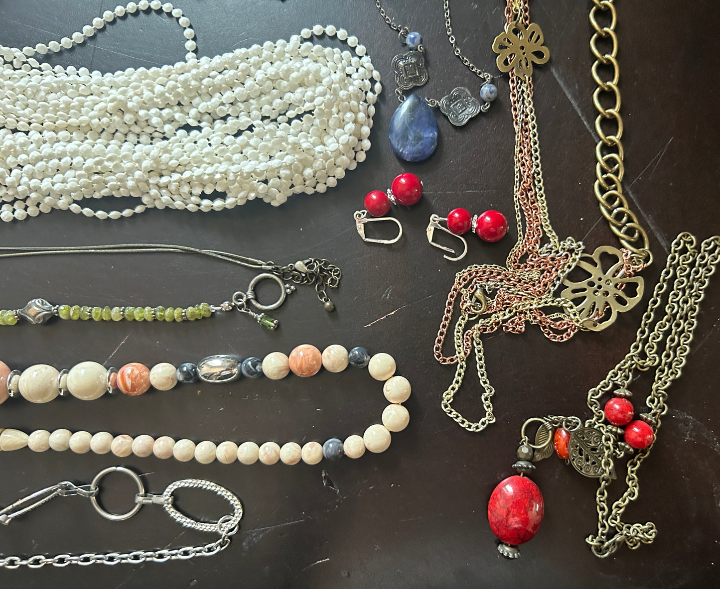 Vintage to Now Earthy Bead Jewelry Lot Necklaces Earrings Rings Braacelets 1.5lb