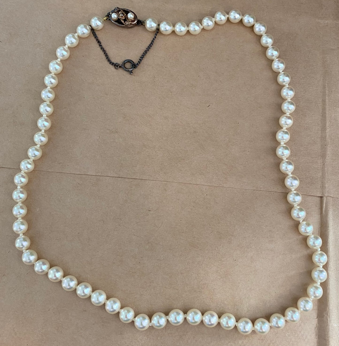 Vintage Sterling Silver 925 Faux Single Pearl Strand Necklace