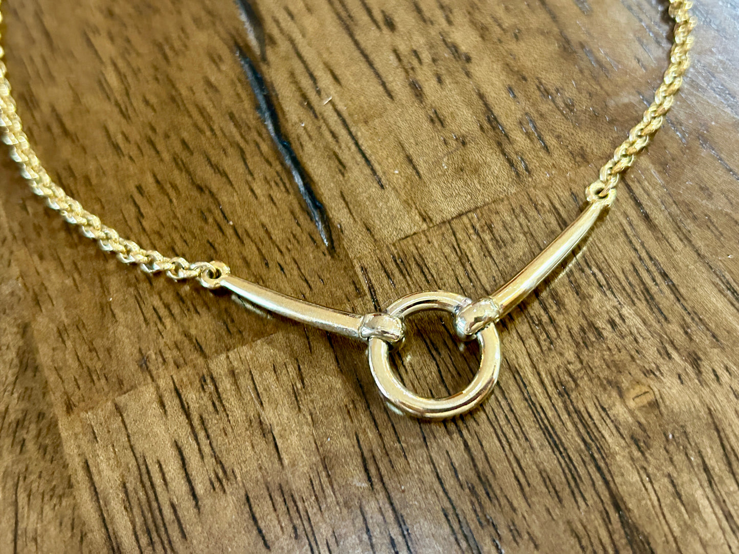 Signed Talbots Gold Tone Circle Necklace Adjustable