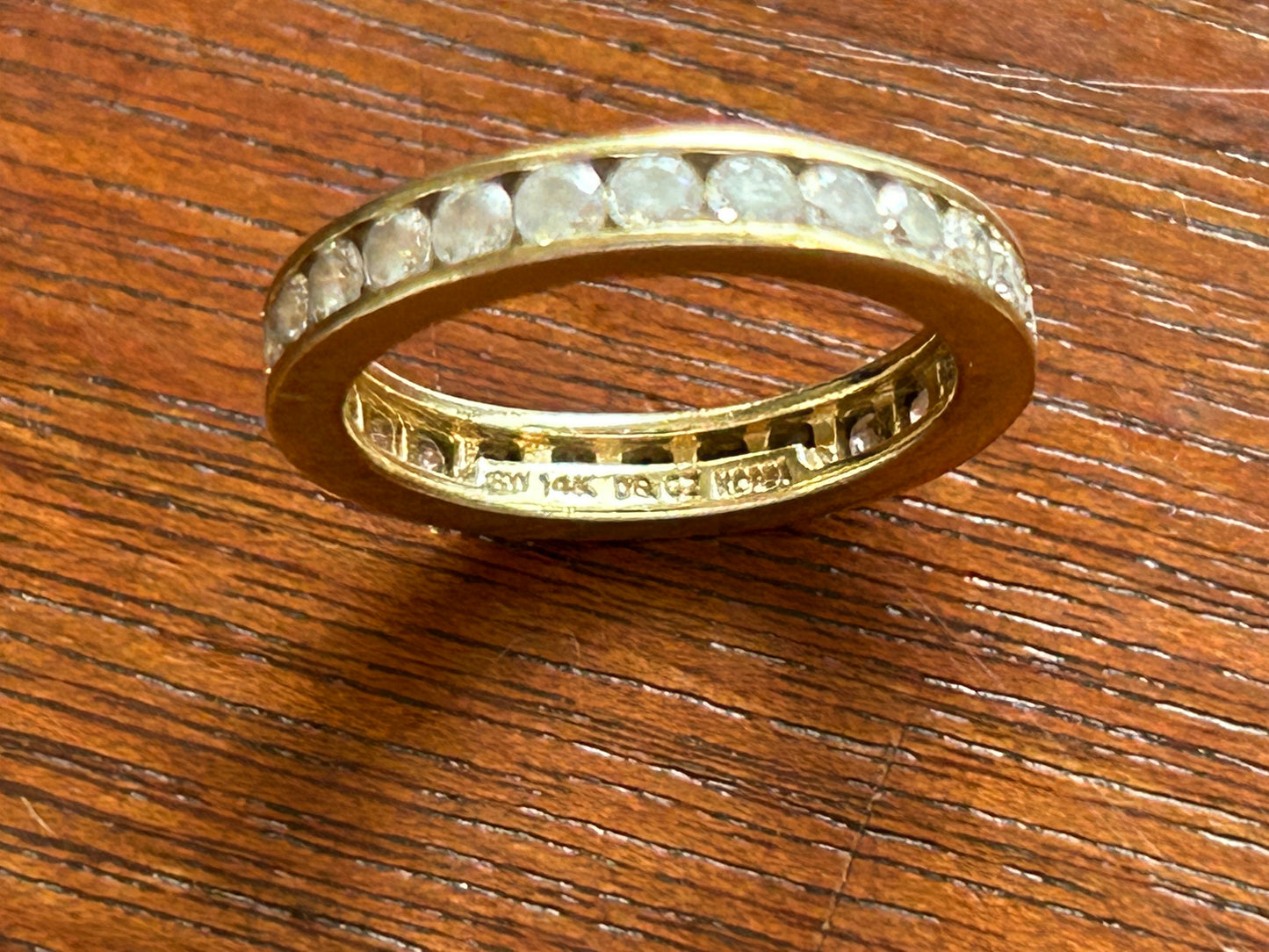 14k Yellow Gold Diamonique CZ Channel Set Eternity Band Sz 4.75