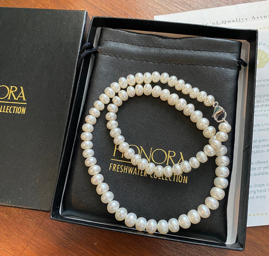 Single Strand Honora Freshwater Pearl Necklace with Box 16" Long