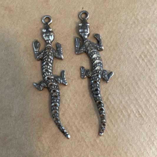 Sterling Silver 925 Lizard Charms Earring Pieces