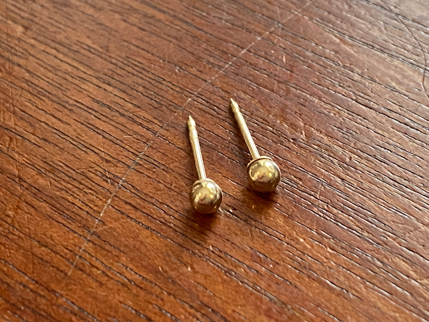 14k Yellow Gold Small 3mm Ball Bead Stud Pierced Post Earrings