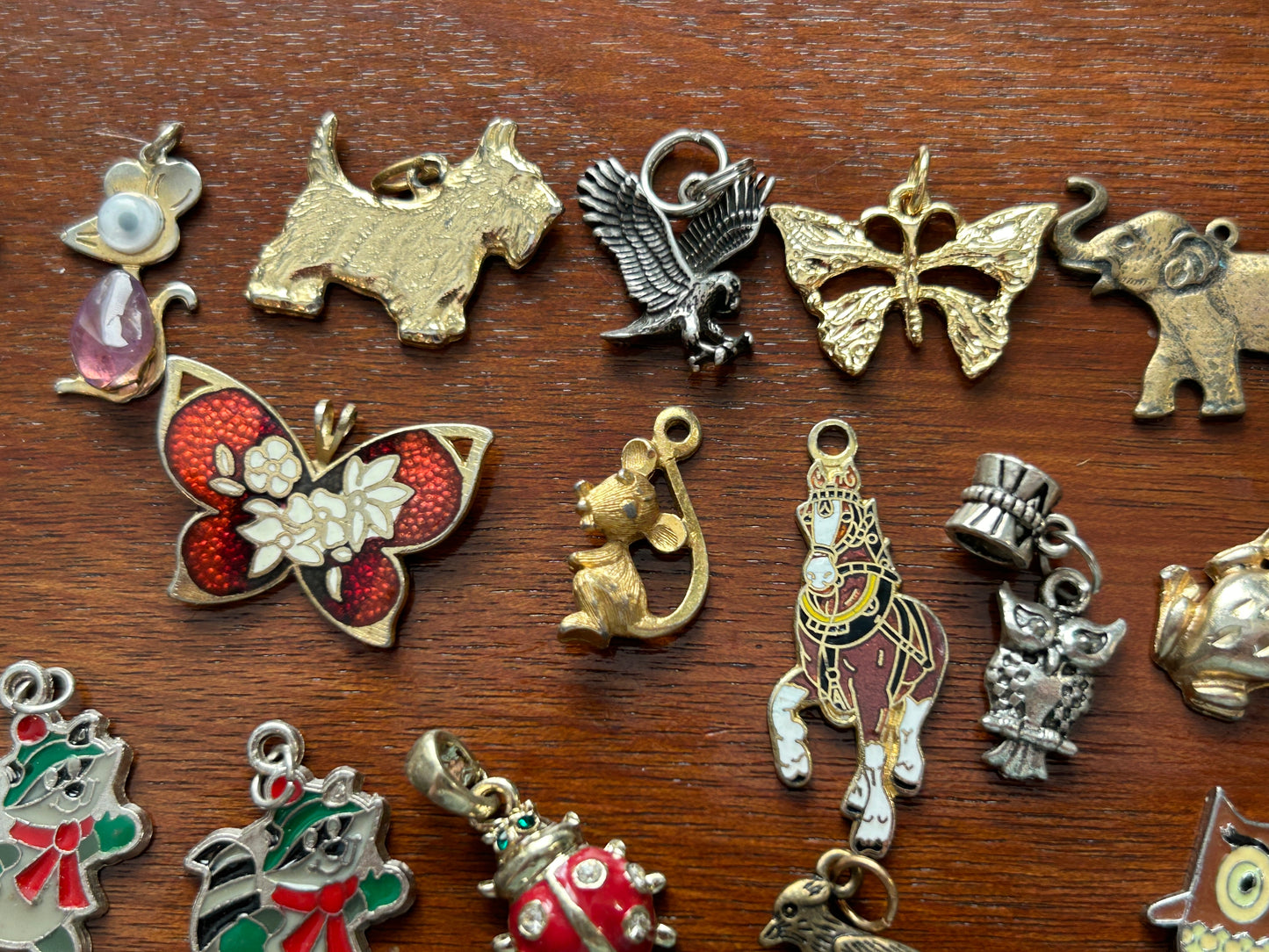 Vintage to Now Lot of Animal Charms Pendants Enamel Cloisonne Horse Butterfly