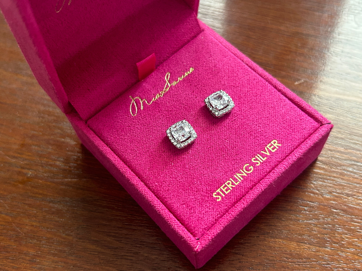 Mia Sarine Sterling Silver 925 Princess Cut Cubic Zirconia Stud Earrings