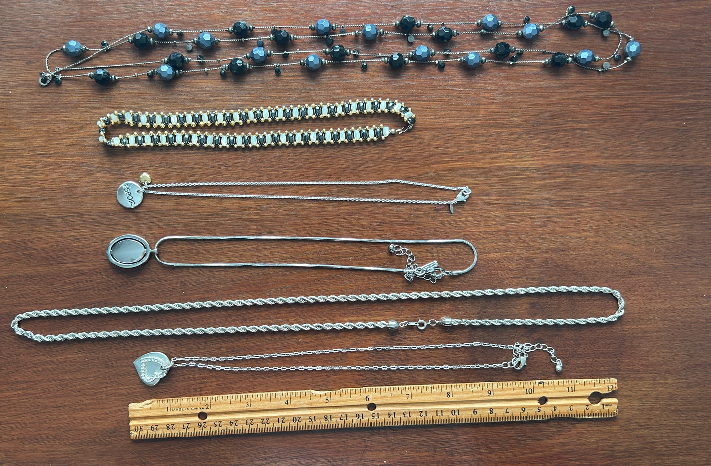 Vintage to Now Jewelry Lot Pendant Necklaces Twist Rope Silver Chain Hearts