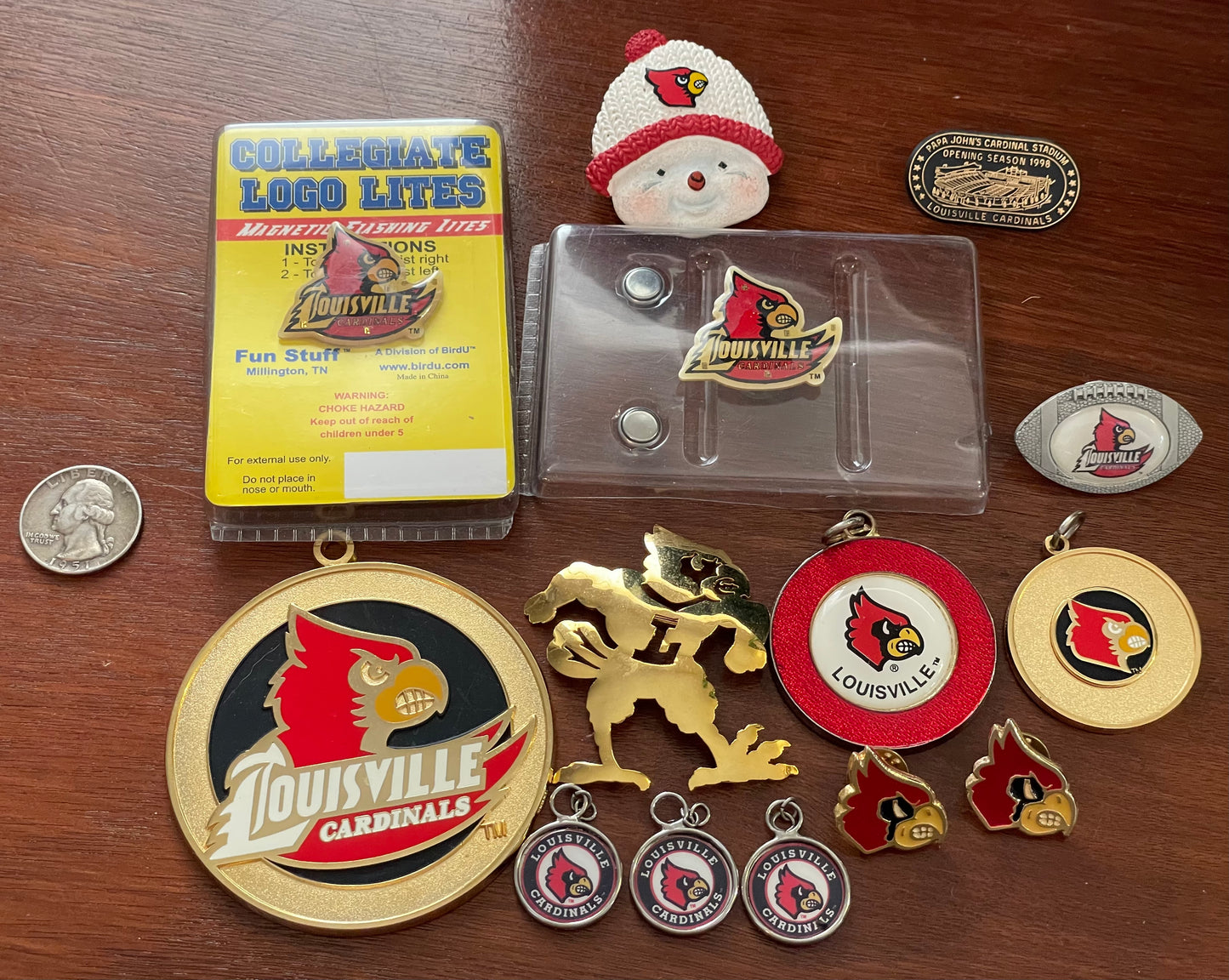 Louisville Cardinal Lot Brooch Pendants Pins Battery Operated