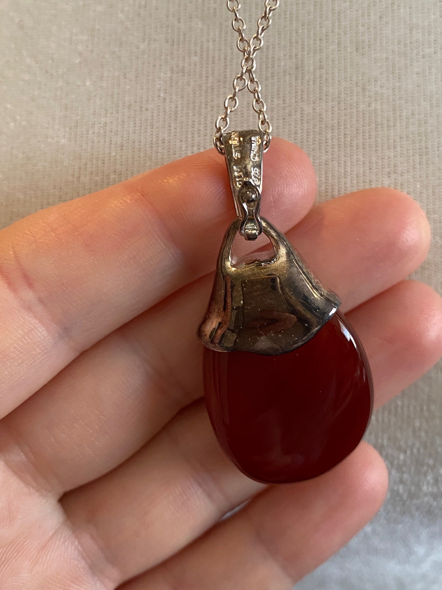 Robert Lee Morris RLM Studio Sterling Silver Carnelian Drop Pendant Necklace