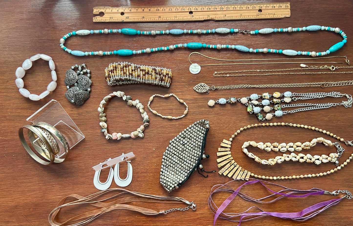 Vintage to Now Southwest Boho Jewelry Lot Faux Turquoise Stone Hearts Shell