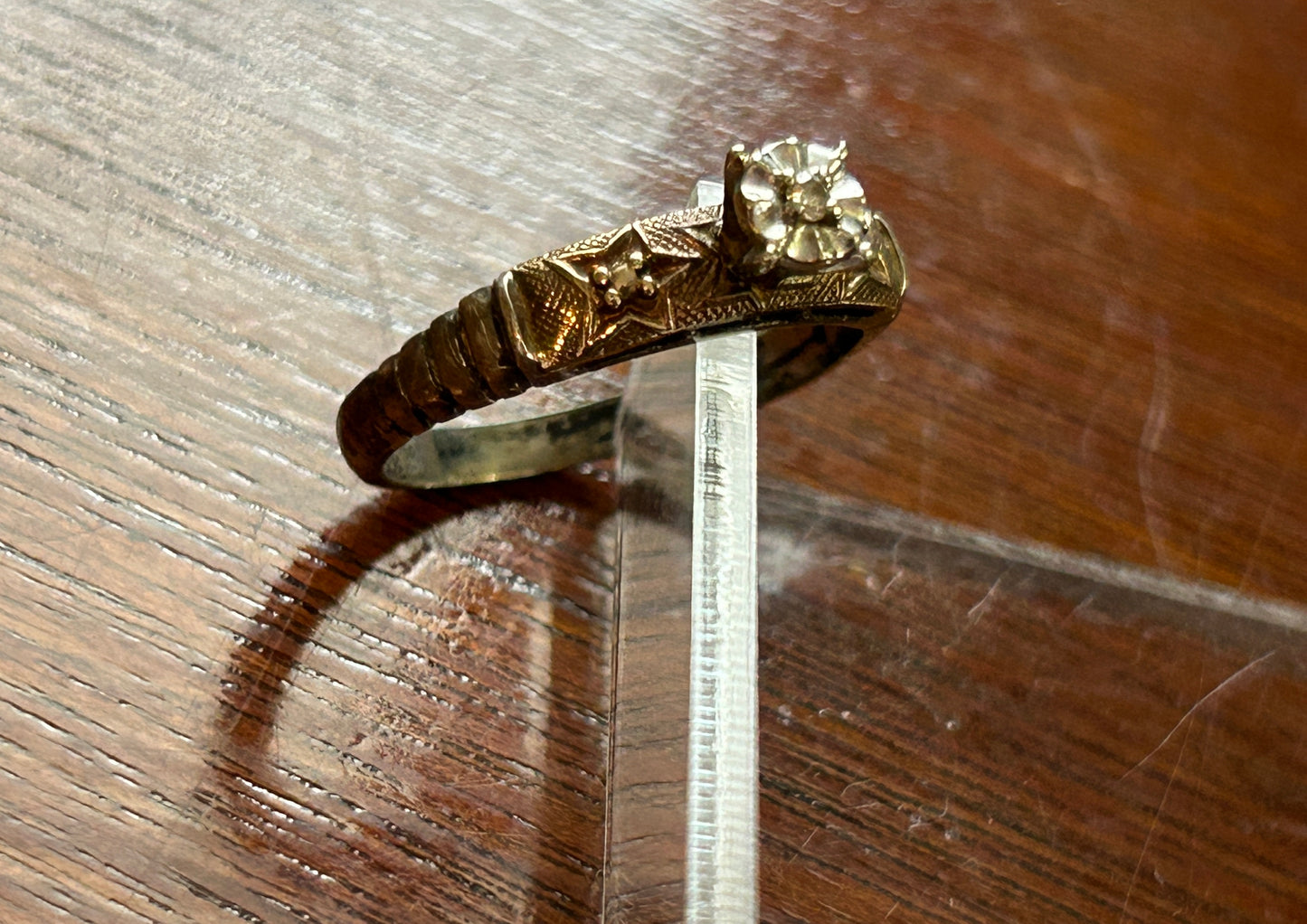 Vintage 10k Yellow Gold Sterling Silver 925 Diamond Engagement Ring