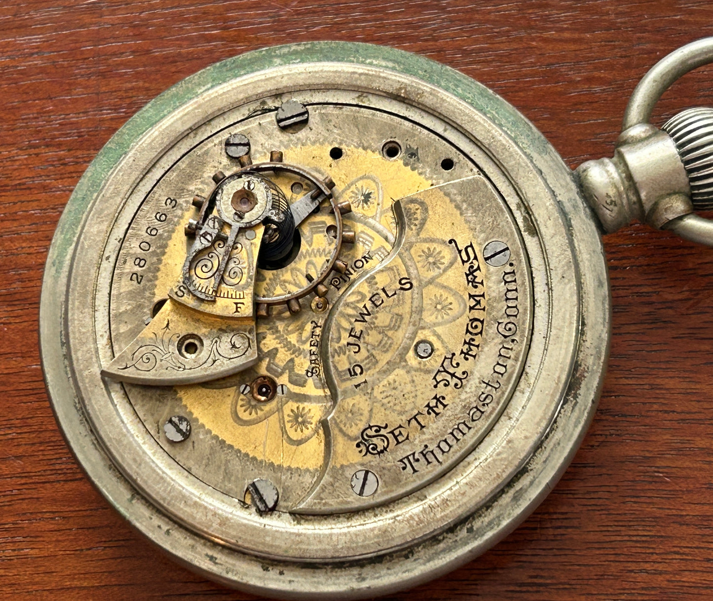 1907 Antique Seth Thomas Silveroid Pocket Watch Grade 159 18s 15j