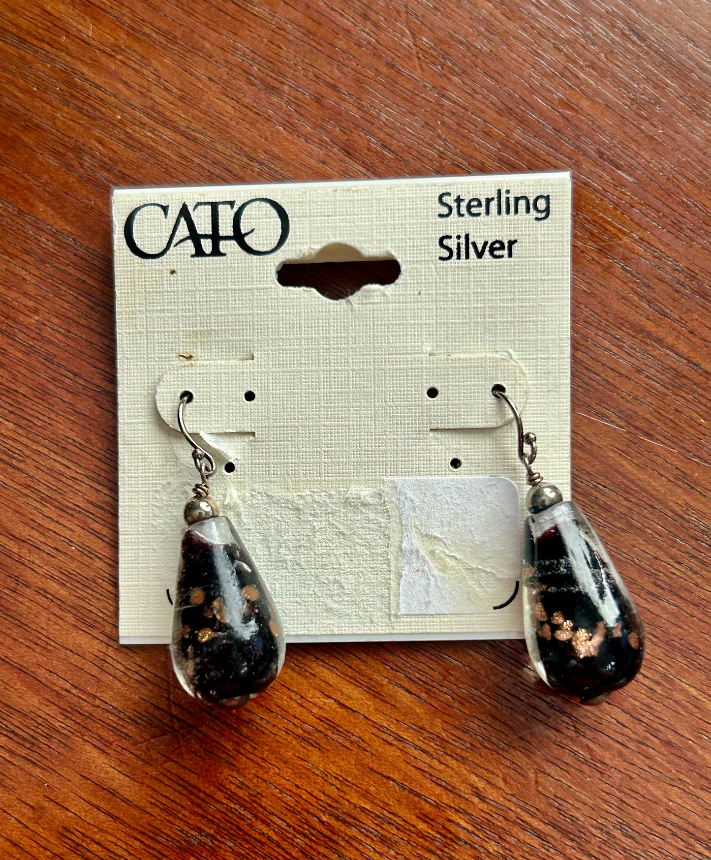 Sterling Silver 925 Murano Style Glass Bead Dangly French Wire Earrings