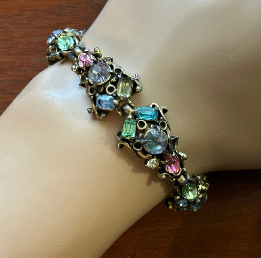 Vintage 50's Holly Craft Signed Rhinestone Bracelet MISSING RHINESTONES
