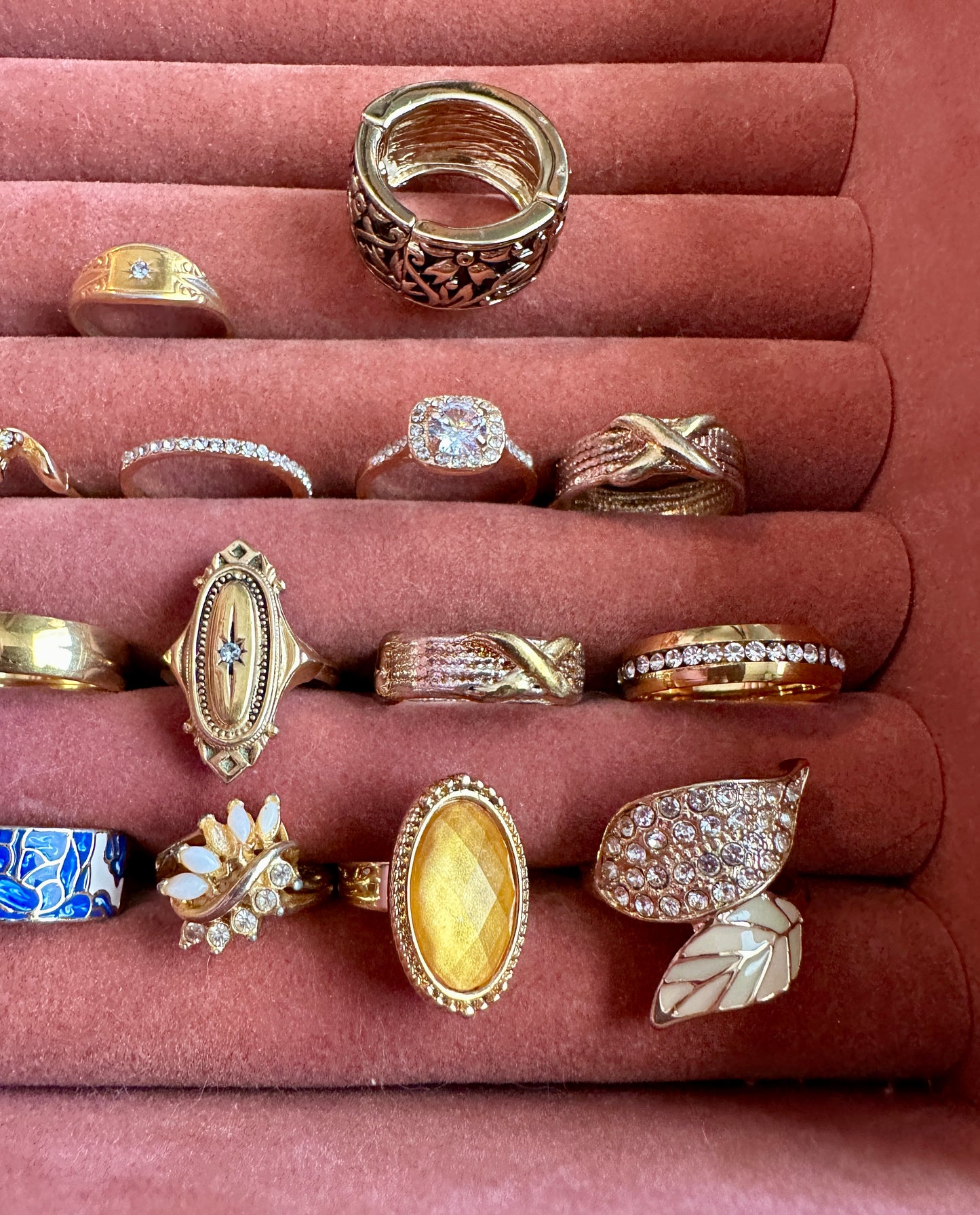 Vintage Cocktail Fashion Costume Ring Lot Rhinestone Heart Pearl Band Cat X