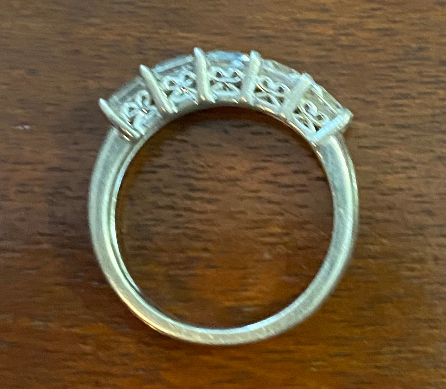Sterling Silver 925 Princess Cut Rhinestone Ring Sz 7