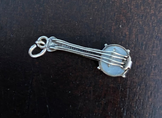 Sterling Silver 925 MOP Mother of Pearl Banjo Instrument Charm