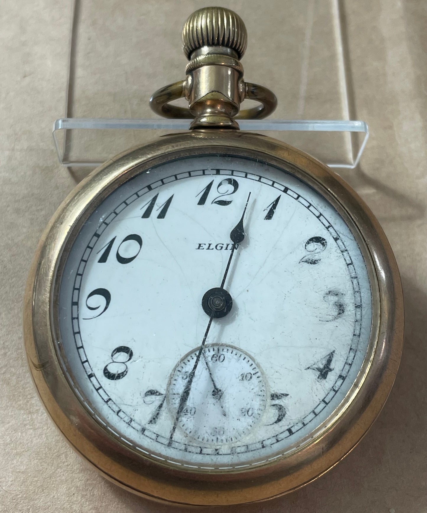 Antique 1901 Elgin Open Faced Pocket Watch 15J Gold Filled 18s