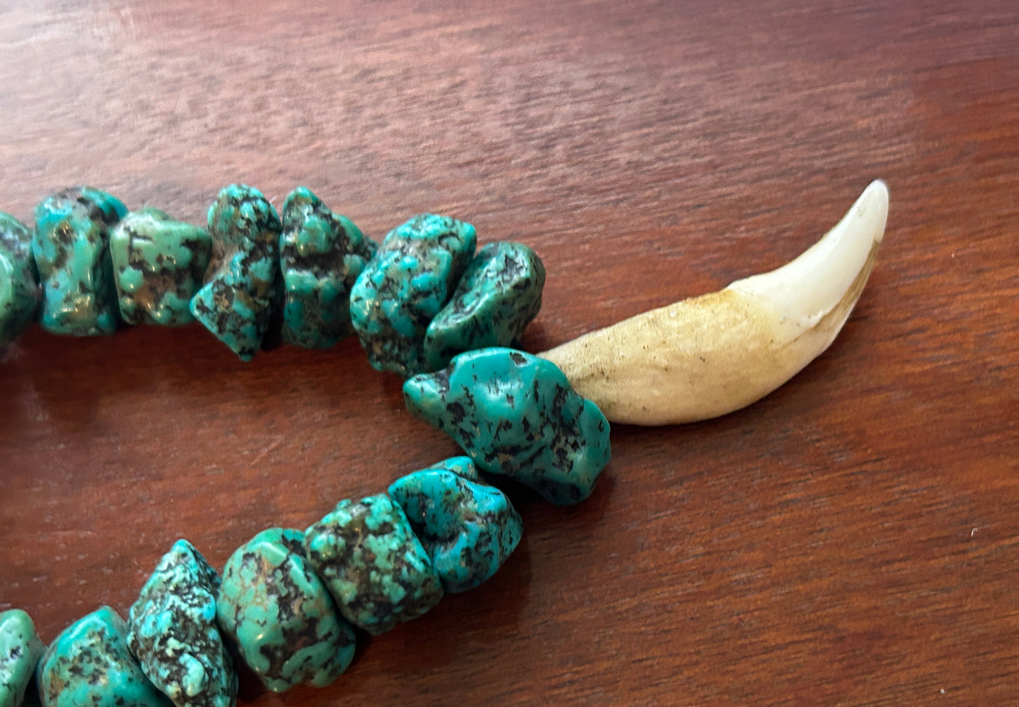 Vintage Heishi Shell Chunky Turquoise Claw Necklace