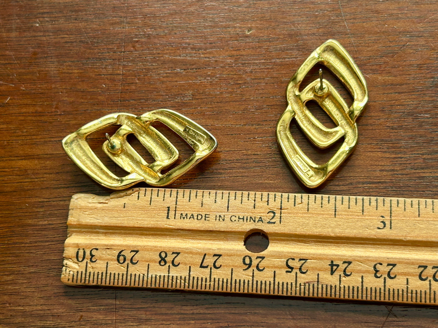 Vintage Signed Napier Gold Tone Pierced Earrings