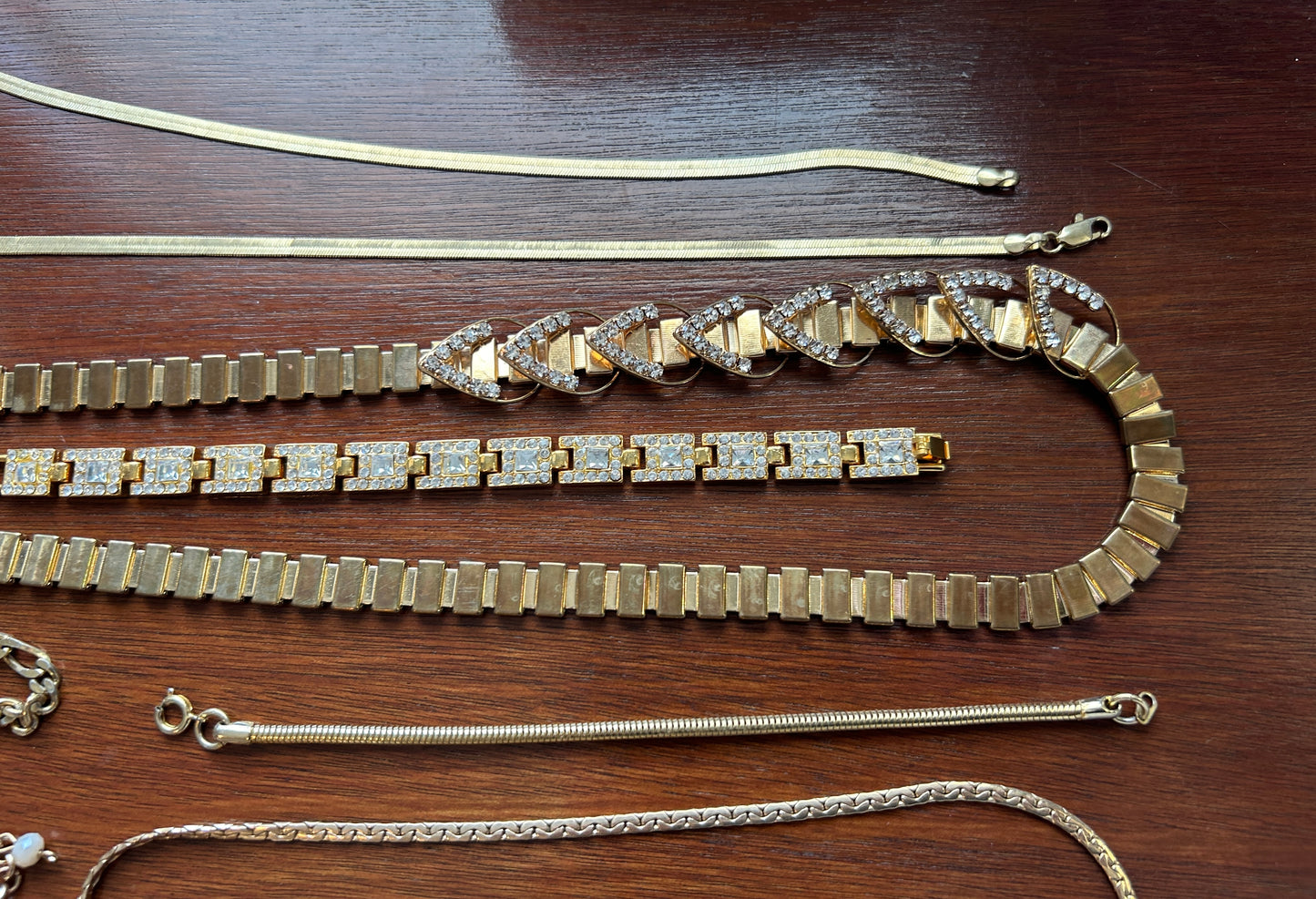 Vintage to Now Gold Tone Jewelry Lot Pendant Chain Necklaces Opal Rhinestones