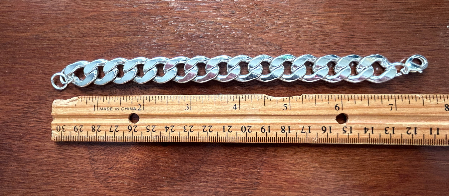 Vintage Silver Tone Chunky Chain Link Bracelet