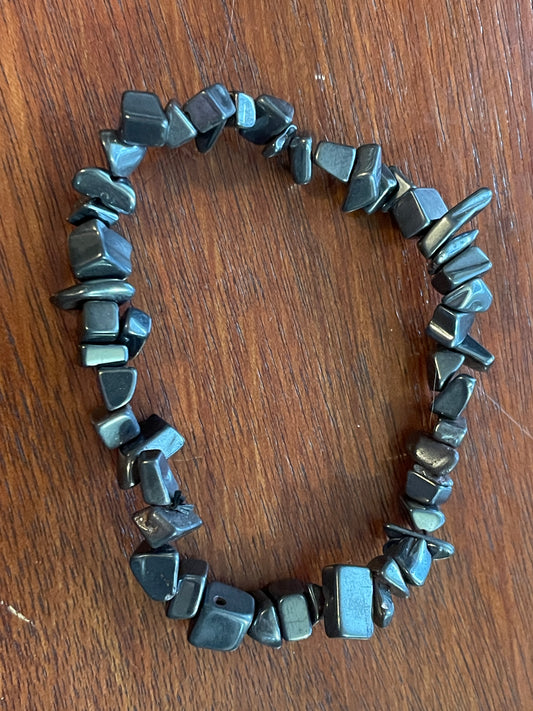 Vintage Hematite Chip Bracelet Stretch