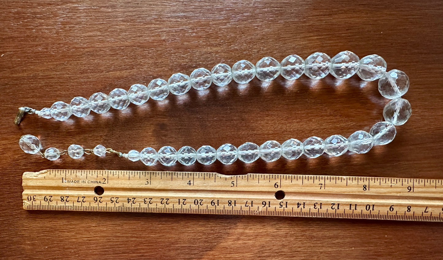 Vintage Faceted Glass Bead Graduating Size Single Strand Necklace Adjustable
