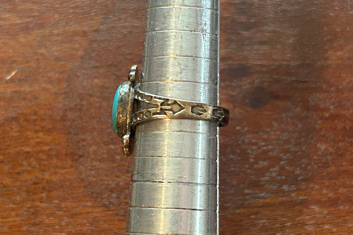 Vintage Sterling Silver 925 Real Turquoise Ring Sz 6.75