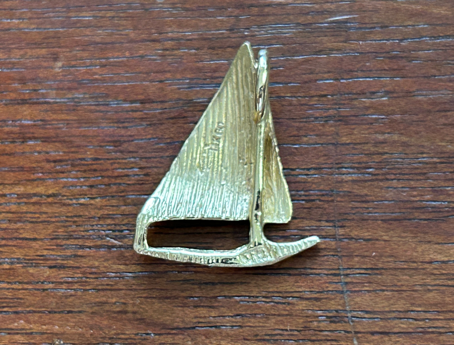 14k Yellow Gold Slide Nautical Sailboat Boat Necklace Pendant