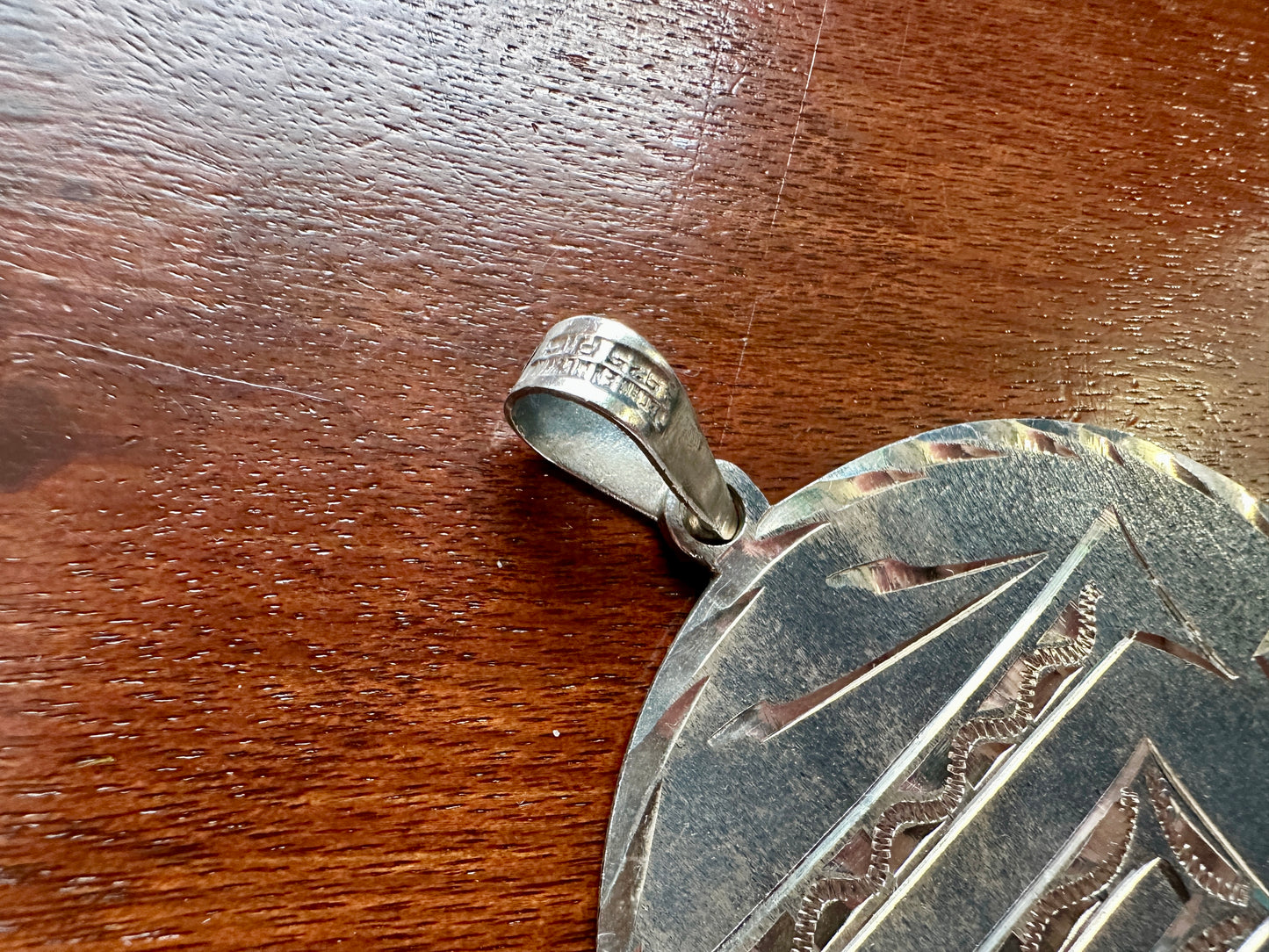 Large Reversible Vintage Sterling Silver 925 Mayan Calendar Pendant Necklace