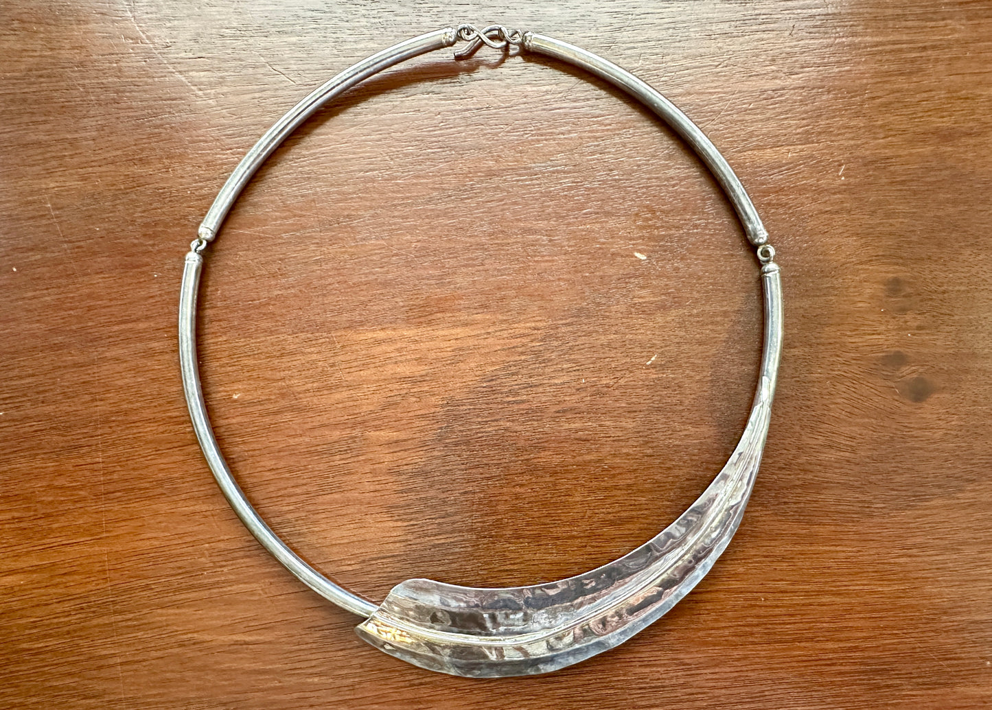 Sterling Silver 925 Modern Modernist Tube Collar Necklace