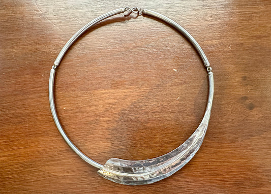 Sterling Silver 925 Modern Modernist Tube Collar Necklace