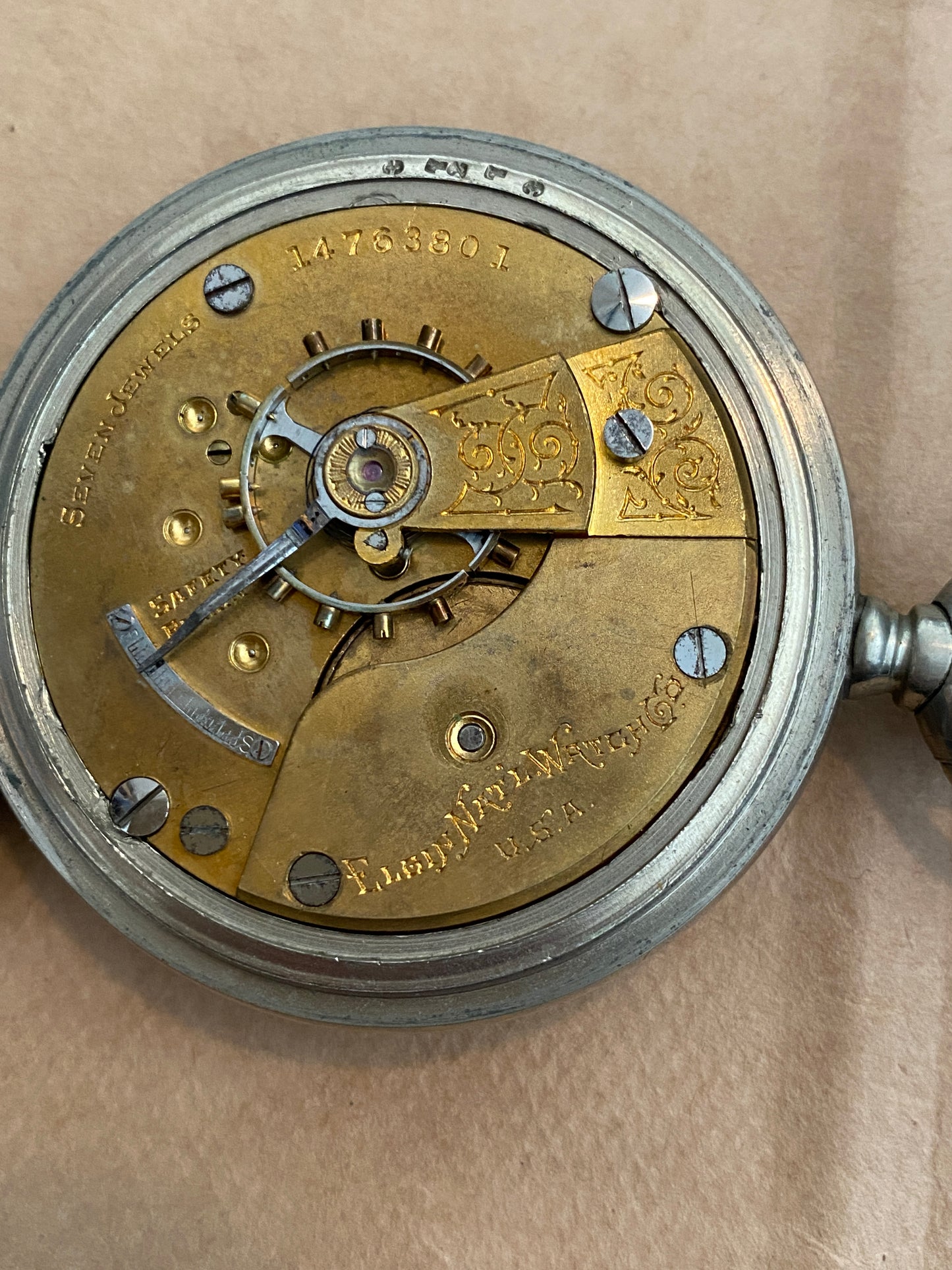 Antique Elgin Pocket Watch 1910 7J Open face 18s Silveroid