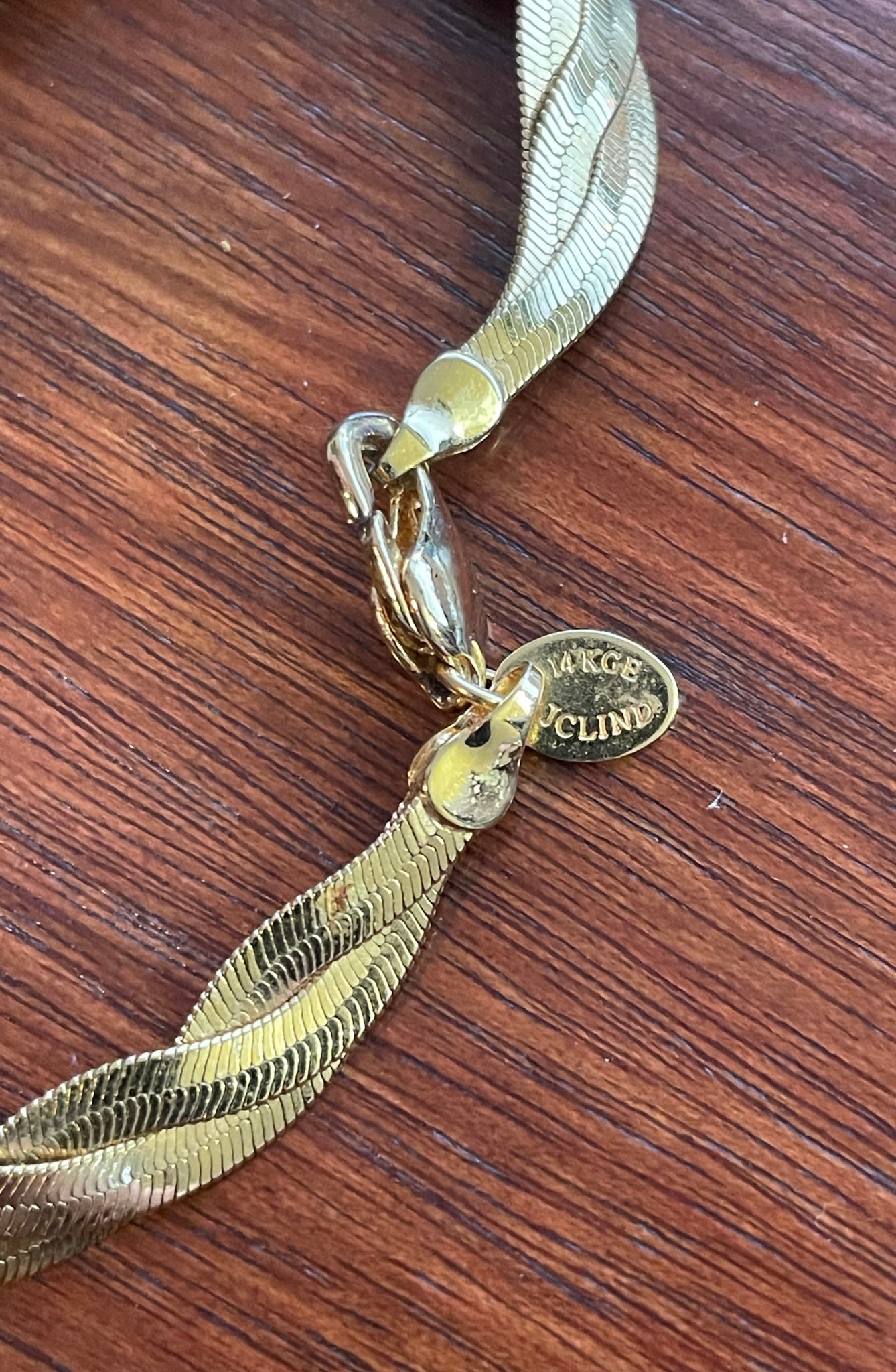 Vintage 18k Electro Gold Plate Twist Chain Bracelet Signed JC Lind