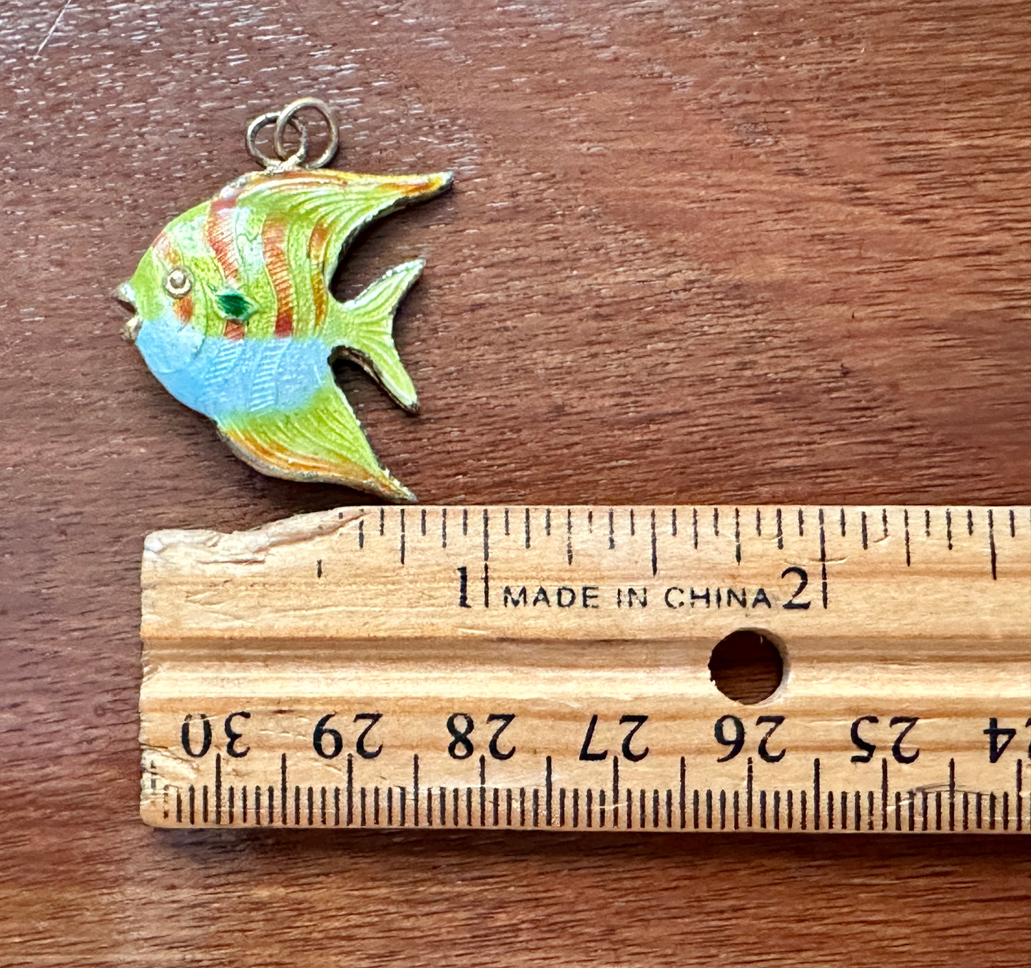 Vintage Cloisonne Enamel Tropical Color Angel Fish Necklace Pendant