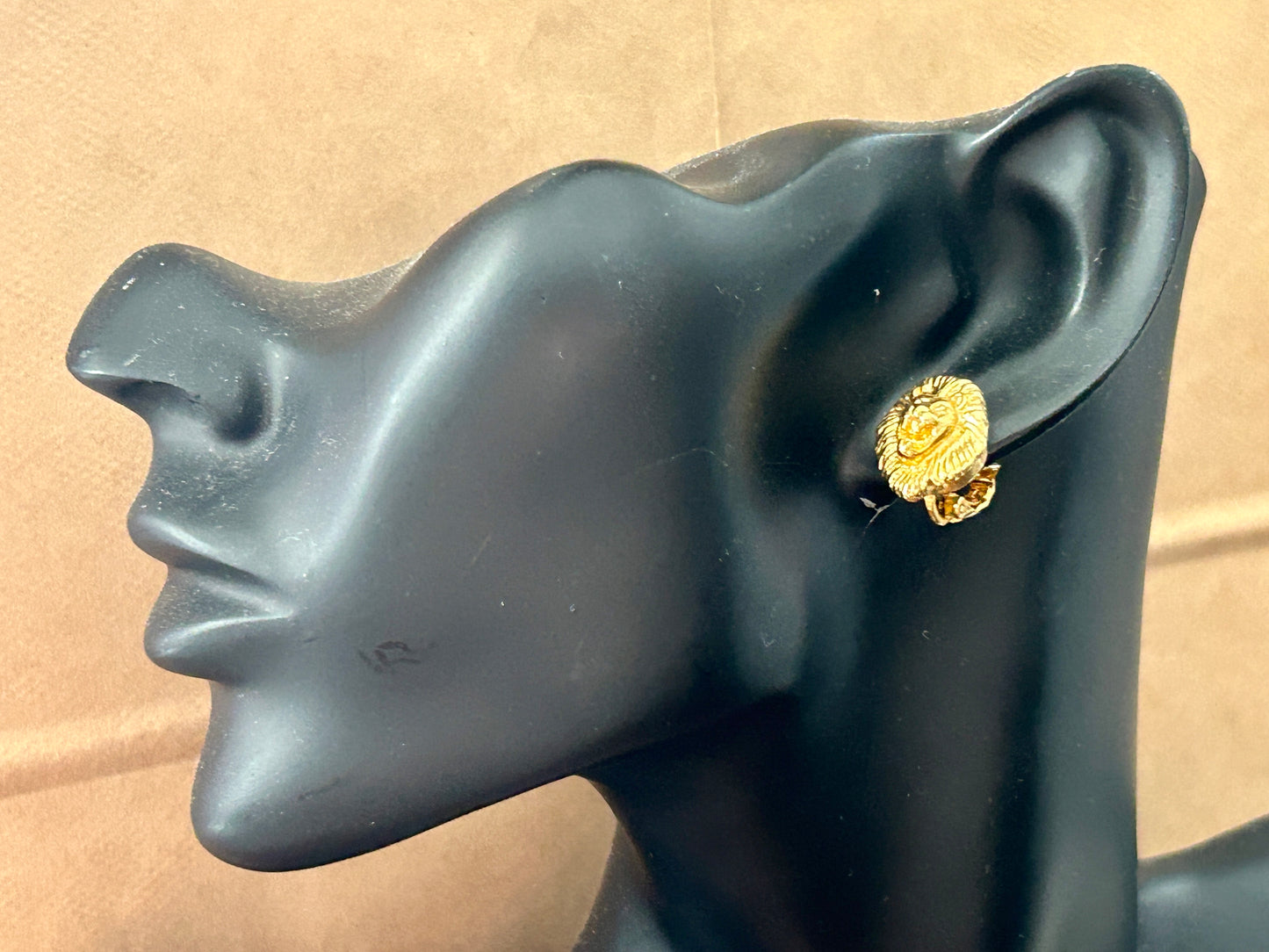 Vintage Kenneth Jay Lane KJL Lion Clip on Earrings