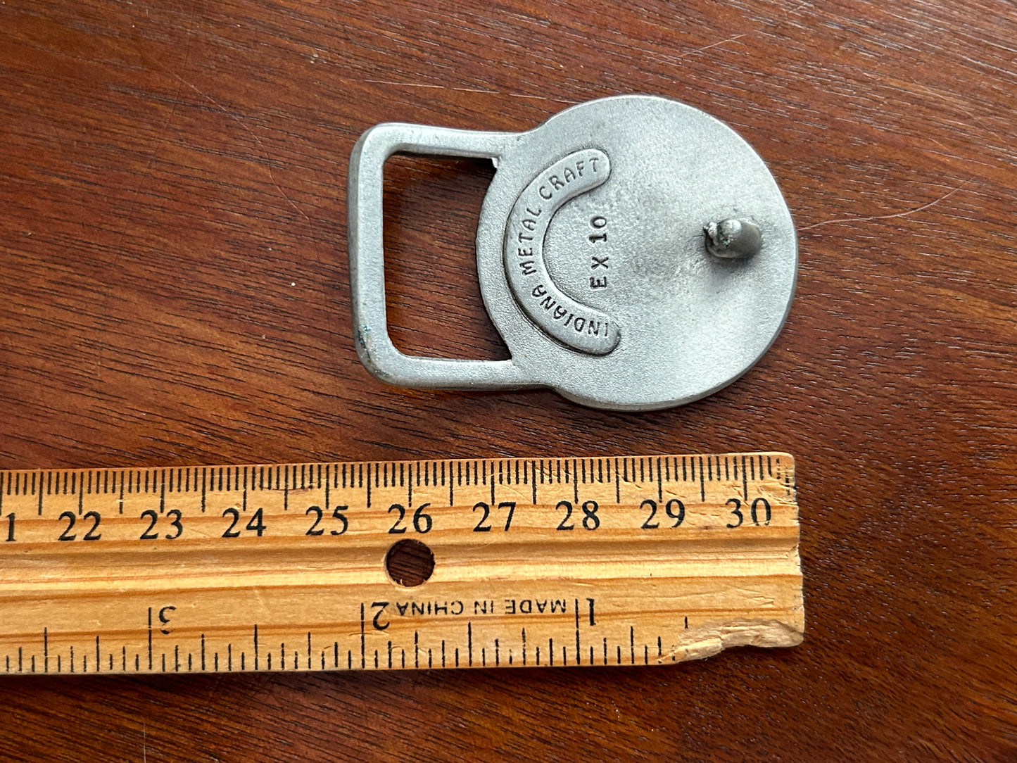 Vintage Indiana Metal Craft Pewter Ealge in the Clouds Round Belt Buckle