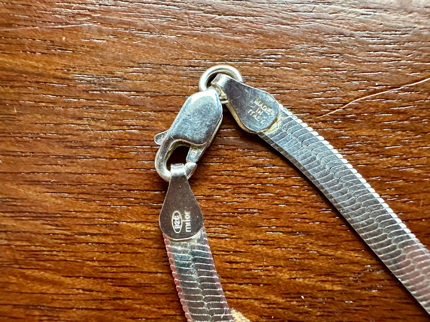 Vintage Milor Sterling Silver 925 Herringbone Flat Chain Necklace 36" x 5mm