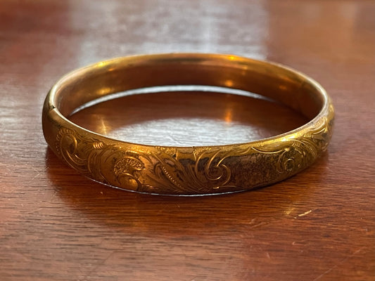 Vintage Gold Filled Etched Bangle Bracelet