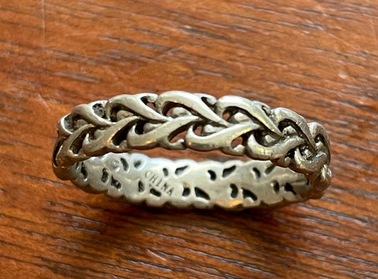 Vintage Sterlings Silver Woven Knot Band Ring Sz 6.25