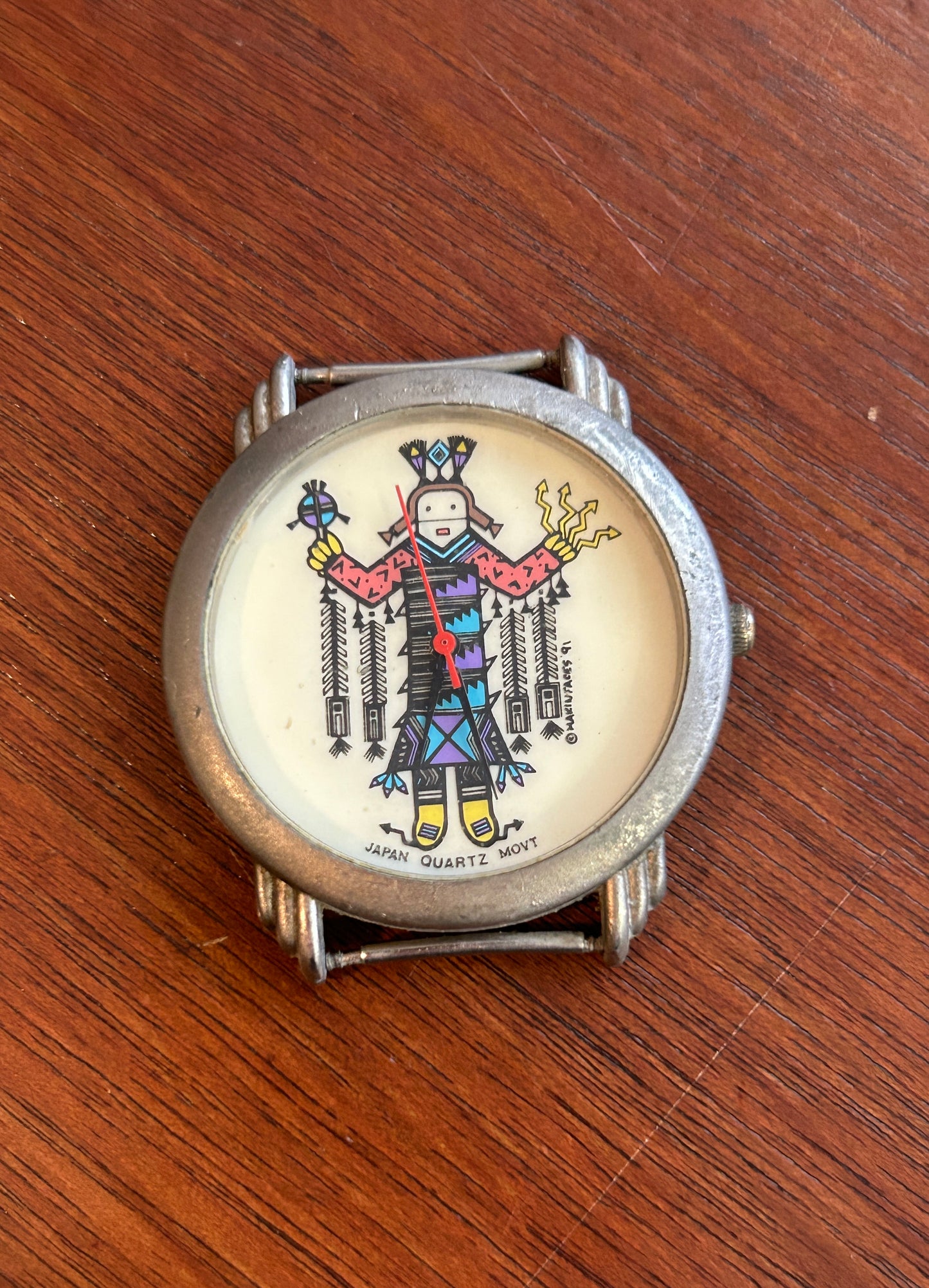 Vintage Japan Quartz Move Wristwatch Face Scarecrow Card Deck