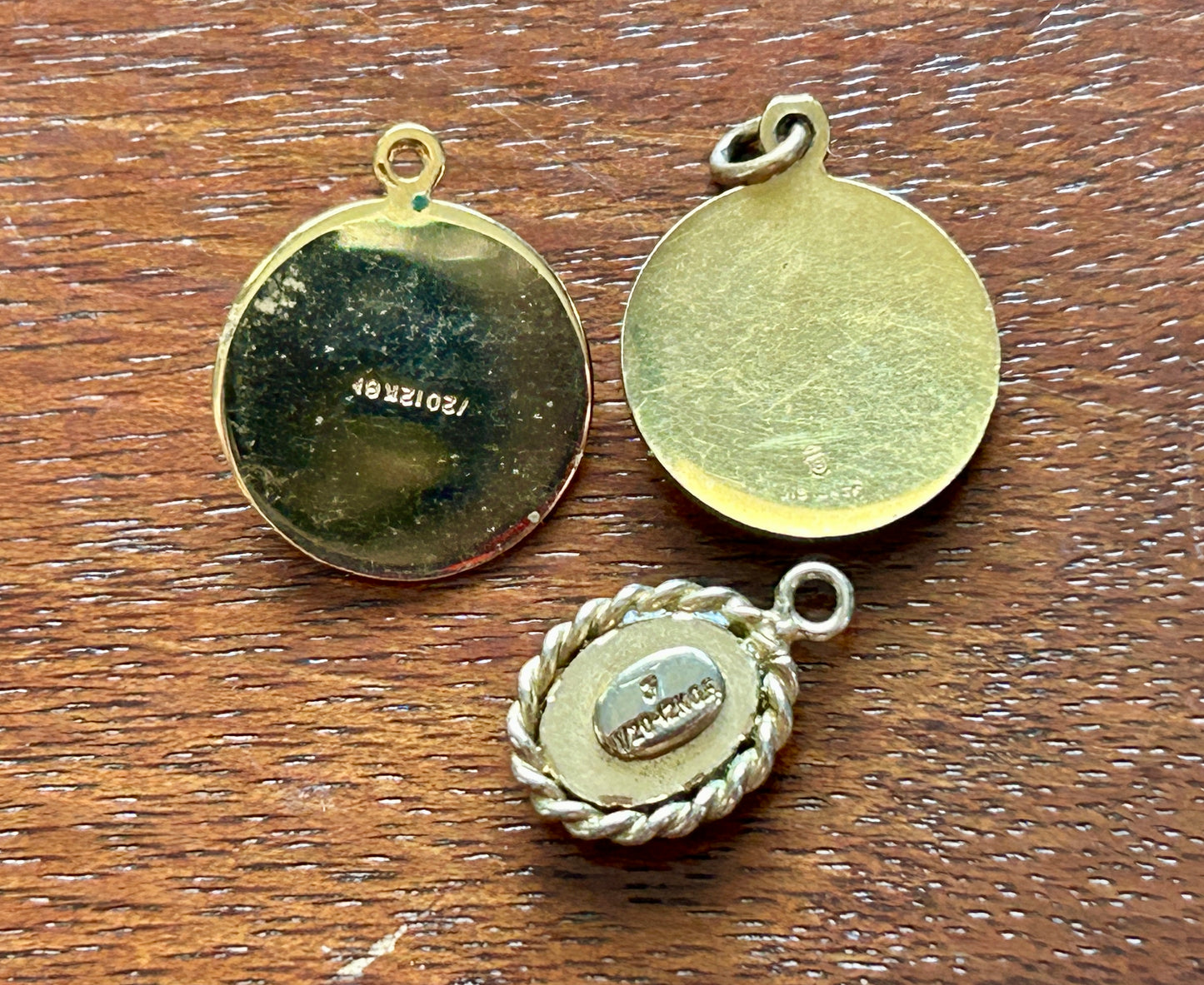 Vintage Gold Filled Pendant Charm Lot Only Butterfly Shield Round Rope Trim